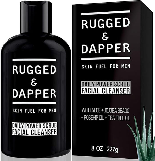 RUGGED & DAPPER - Daily Mens Face Wash + Scrub - 5 Month Supply - Deep Exfoliating Cleanser - Prevents Breakouts - Acne Face Wash Men's - USA Made with Natural Ingredients