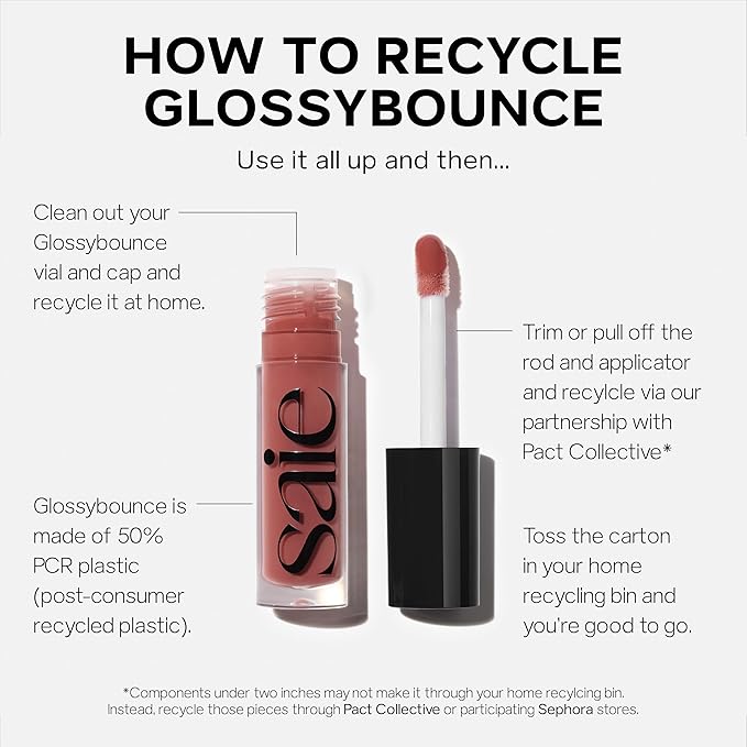 Saie Glossybounce - Hydrating Lip Gloss and Tinted Lip Oil Hybrid with Hyaluronic Acid & Jojoba Oil for Non-Sticky, Ultra-Shiny, Plump & Soft Lips - Everyday Makeup Essential - Remix (.17 oz)