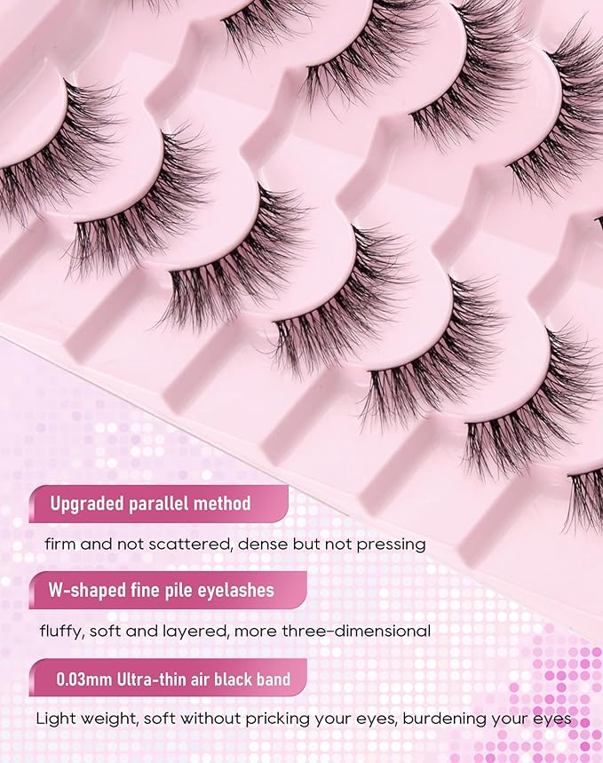 Frihappy Wispy Eyelashes Cat Eye Lashes Natural Eyelashes Wispy Lashes Fake Eyelashes Natural Look False Lashes Mink Lashes FRH-327