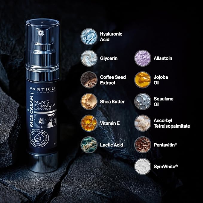 Particle 6-in-1 Face Cream for Men, Men’s Daily Hydrating Moisturizer with Vitamin C, Jojoba Oil, Vitamin E & Hyaluronic Acid, Skin Care Routine, Healthy Skin Support, Pack of 2, 1.7 FL OZ