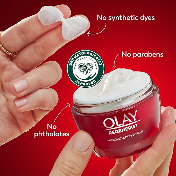 Olay Face Moisturizer, Regenerist Micro-Sculpting Cream for Women, Trial Size - Instant Hydration, Anti-Aging, Anti-Wrinkle, Firming Skin Care - Hyaluronic Acid, Niacinamide, Amino Peptides, 0.5 Oz