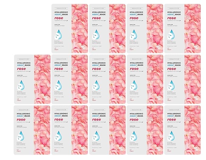 Hyaluronic Aqua Plus Essence Full Face Facial Sheet Mask 14 Sheets - 2 WEEKS SET (ROSE - 14 pack)