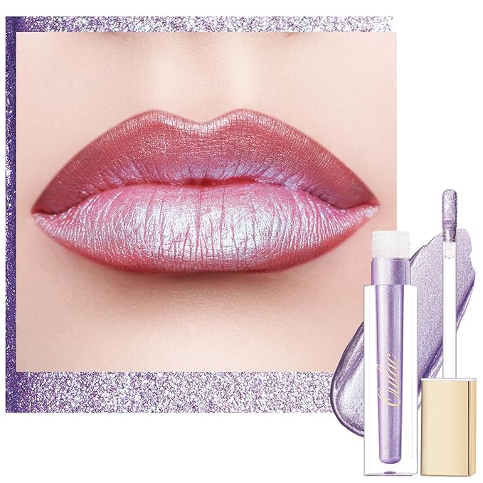 Oulac Pink Metallic Lipstick for Women, Pinky Purple Long Lasting Lip Color, Lightweight Oil Base Formula,Waterproof, No Transfer, also for Eyeshadow, Vegan MD02