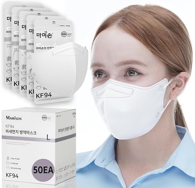 50 Packs, Made in KOREA Premium KF94 Fine Dust Protection Individually Packaged Face Mask