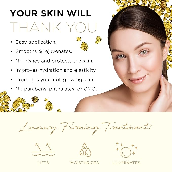 Azure Cosmetics 24K Gold & Collagen Face Moisturizer - Dermatologist Tested, Anti-Aging Face Cream - Skin Tightening, Fine Lines and Wrinkles Treatment - Korean Skin Care - All Skin Type - 1.69 fl oz