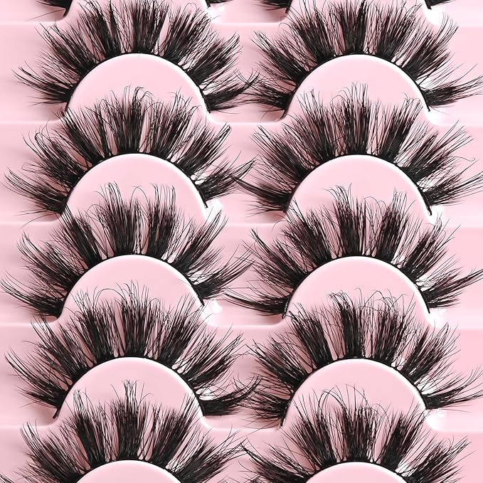 FARRED Lashes Strips Natural Fake Eyelashes Wispy Doll Eye Lash Manga Eyelash Natural Look 7 Pairs Separated Volume False Eyelash Pack Wispies Anime Strip Pestañas Spiky Look (A10 | 11-17MM)