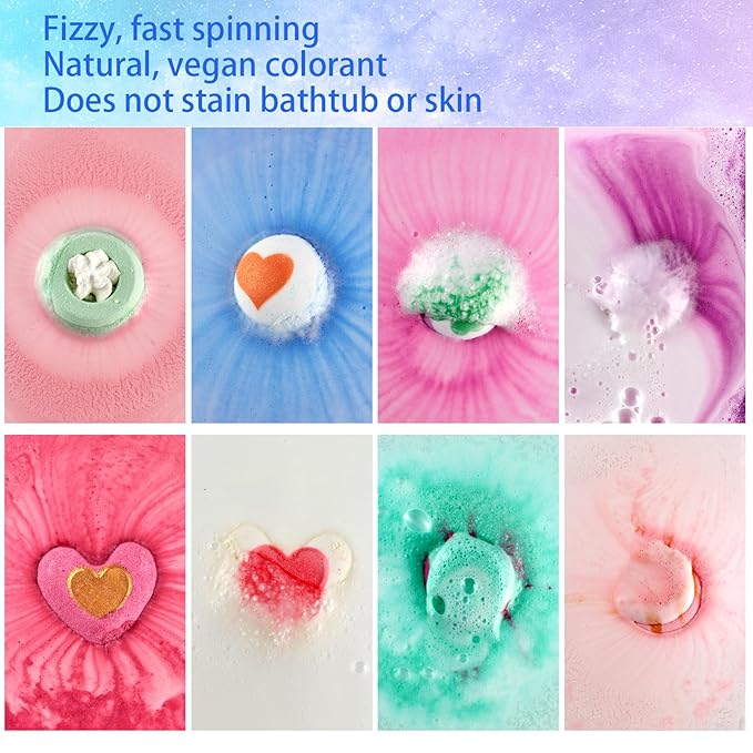 Bath Bombs for Girls - Bath Bombs, Christmas Day Gifts for Women Kids, Bubble Bath, Handmade Bath Bomb Gift Set Bathbombs Relaxing Spa Gifts Basket for Her Wife Mom Birthday Thanksgiving