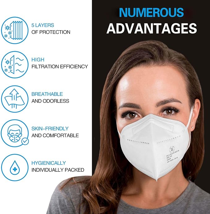 KN95 Face Masks 15 Pack, White KN95 for Adults, Protective Dust Masks with 95% Filter Performance, Comfortable Disposable Face Mask, Respirator Mask GB2626-2019 Standard