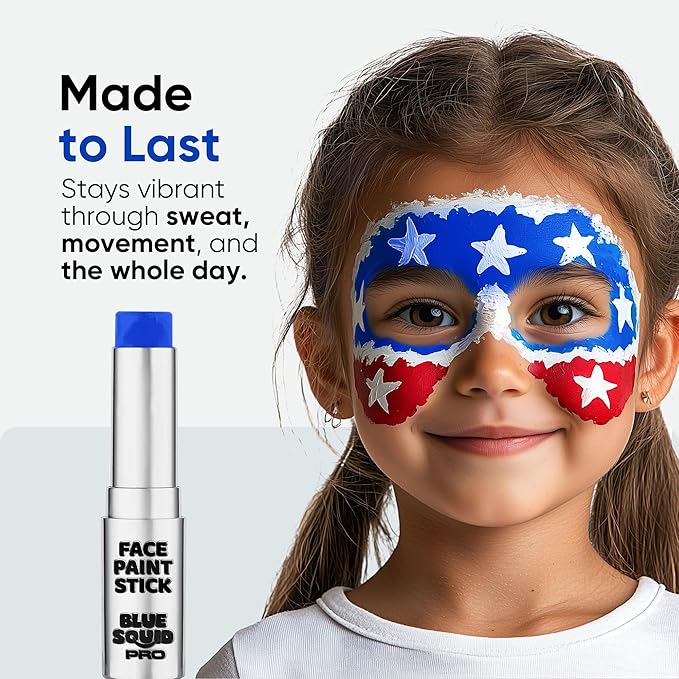 Blue Squid PRO Blue Face Paint Stick - Waterproof Blue Body Paint for Skin Adults & Kids Eye Black Baseball, Eyeblack Softball - Hypoallergenic Twist-Up Non-Toxic Makeup Stick for Cosplay, Sports, SFX