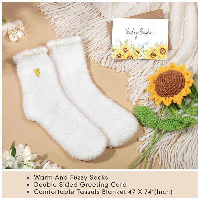 Birthday Gifts for Women, Get Well Soon Self Care Package Box, Sending Sunshine Sunflower Box, Best Friend Birthday Gifts, Thinking of You Sympathy Basket for Mom Her Sister Wife