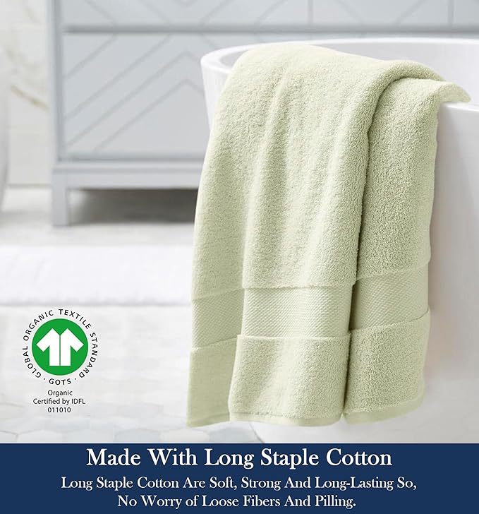 Delara Organic Cotton Luxuriously Plush Bath Sheet Pack of 4 | GOTS & OEKO-TEX Certified | Premium Hotel Quality Towels | Feather Touch Technology|650 GSM Long Staple|Soft, Quick Dry & Ultra-Absorbent