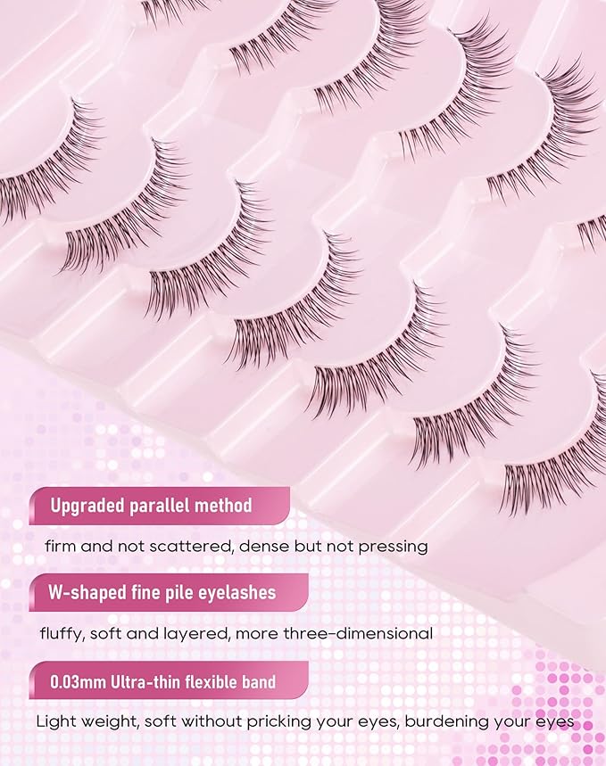 Frihappy Natural Eyelashes Short Wispy False Lashes C Curl HP-70