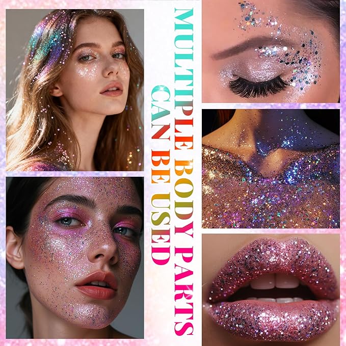 Silvery Face and Body Glitter Stick for Sparkling Makeup, Hair Glitter Accessories for Women, Highlighting Stick for Fairy Dust Makeup, Cheerful Face Glitter for Festive Parties and Carnivals