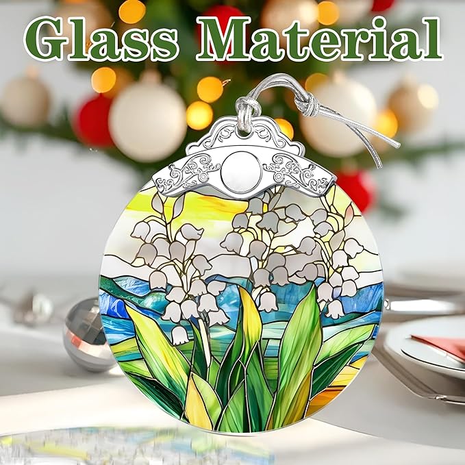 Christmas Ornaments: Stained Glass-Style May Birth Flower Ornament – Christmas Tree Decorations, Holiday Party Gifts, Mother's Day & Birthday Gifts for Women, Mom & Grandma | Birth Flower Gift