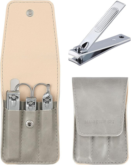 Nail Clipper Set Gifts for Men, 6 Pcs Case Fingernail Clipper Christmas Stocking Stuffers for Adults (Grey)