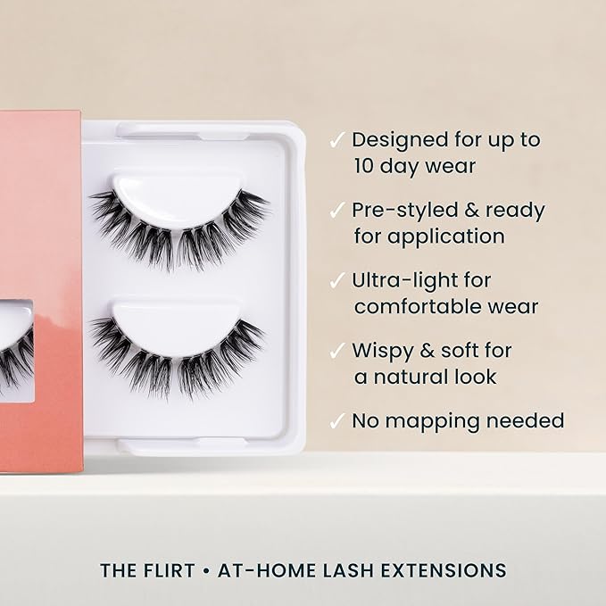 FlutterHabit The Flirt Lashes, 2 Sets of Eyelashes, DIY Cat Eye Lash Extensions, Up to 10 Day Lash Wear, Salon Quality Cluster Eyelashes for a Natural Look, No Glue Included