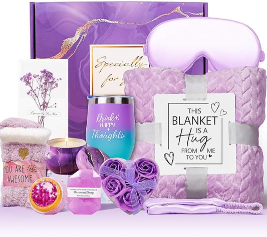Birthday Gifts for Women, Gift Baskets for Women, Self Care & Get Well Soon Gifts, Lavender Relaxing Spa Gift Baskets, Unique Gift Baskets for Mom Girlfriend Sister Wife Grandma