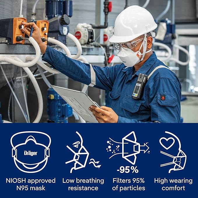 Dräger X-plore 1950 N95 respirator mask | NIOSH-approved respirator mask for construction, DIY, home improvement