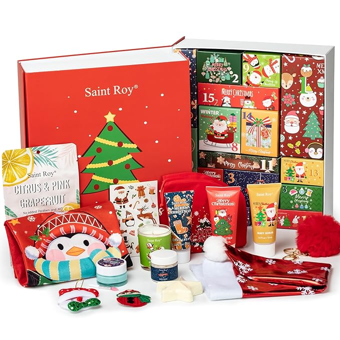 Christmas Gift Set, Bath and Body Gifts Sets for Women, Merry Christmas Surprise Box, 15pcs Luxury Spa Gifts for Her, Teen Girls, New Year Surprise Christmas Skincare Set, Advent Calendar