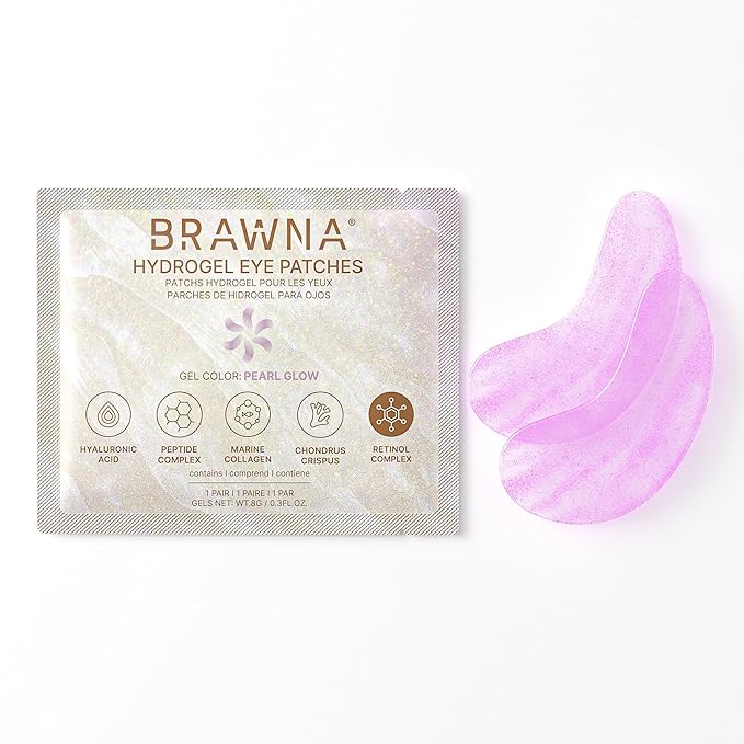 BRAWNA Hydrogel Undereye Mask Patch with Retinol, Collagen, Peptides, Hyaluronic Acid - For Puffy Eyes, Dark Circles, Undereye Bags - Vegan Cruelty-Free Skincare Birthday Gifts for Women - 24 Pairs