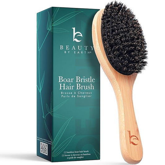 Boar Bristle Hair Brush for Women and Men, Natural 100% Soft Boars Hairbrush for Fine and Thin Hair