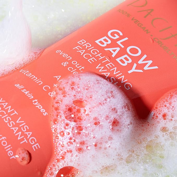 Pacifica Beauty Glow Baby Brightening Face Wash Set, Skincare, Face Cleanser, Exfoliator, AHA, Even Skin Tone, VItamin C, Vanilla, Sulfate and Paraben Free, Vegan, 5 fl oz Each (Set of 2)