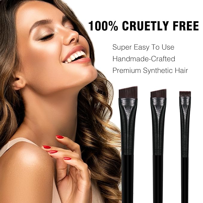 Eyeliner Brush Brow Tint Brushes Eyebrow Brushes Set Fine Angled Point Angled Slanted Tinting Ultra Thin Flat Makeup Premium Eyebrow Precision Gel Professional Soft Synthetic Hairs