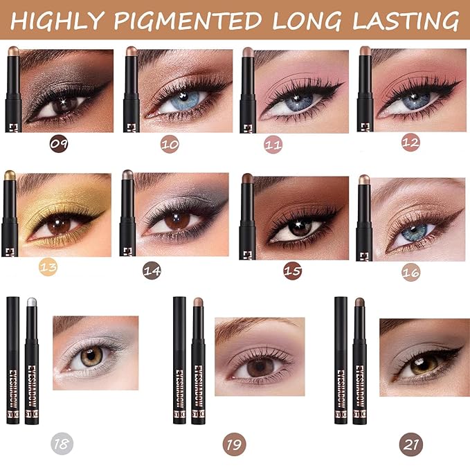 Light Taupe Nude Eyeshadow Stick Matte Eyeshadow Pencil Makeup, High Pigment Crease-proof Eye Shadow Brightener stick, Hypoallergenic Waterproof Long Lasting Eye Highlighter Stick (19#)