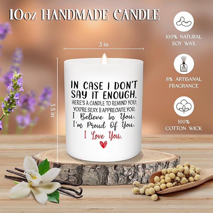 TEEZWONDER Christmas Couple Gifts for Her Wife Women Girlfriend - Vanilla Lavender Candle 10 oz - Engagement Gifts for Her, Romantic Candles for Anniversary Wedding Gift, Husband Birthday Gift for Him