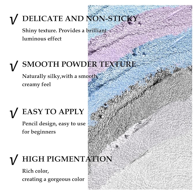 Boobeen 6PCS Cream Eyeshadow Sticks - Waterproof Eyeshadow Pencil Crayons - Eye Brightener Stick Shimmer Pens - Create Glitter Eye Makeup - Easy to Use