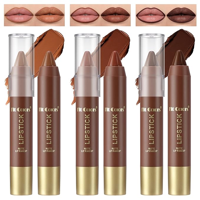 Noerrors 3Pcs Dark Brown Lip Liner and Lipstick Set Kit for Women Light Brown Matte Fall Lipstick Shades Set Lip Stain Long Lasting Lipstick 24 hour Waterproof and Lip Liners Pencil Set Brown Makeup