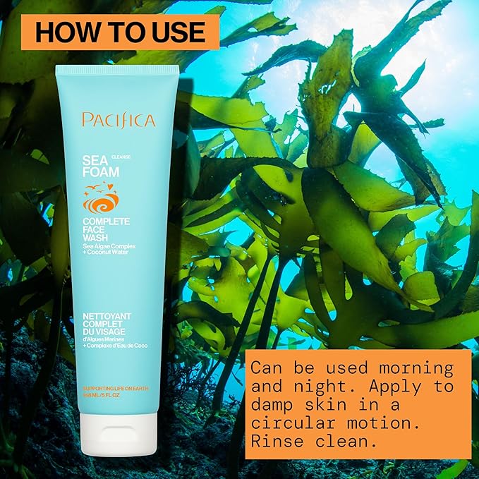 Pacifica Face Wash Set - Preppy Skincare Gift Set Value Kit for Holidays | Brightens, Tones and Deep Cleans |Glow Baby, Kale Detox and Sea Foam | 3 Pack