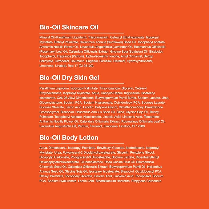 Bio-Oil Skincare Set for Scars, Stretch Marks, and Dry Skin, 3 Pc Travel Size Kit Includes Skin Care Oil (2 oz), Dry Skin Gel (1.7 oz), and Body Lotion (5.7 oz), Pregnancy and Maternity Stretch Marks