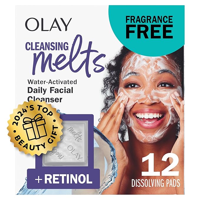 Olay Retinol 24 Face Moisturizer, Anti-Aging Night Cream for Women, Fragrance-Free, Anti-Wrinkle Skin Care (1.7 oz) & Trial Size Retinol Cleansing Melts, Water-Activated Face Wash (12 ct)