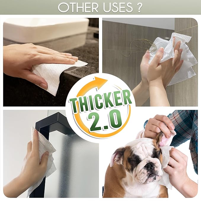 THICKER Dry Wipes 50 Count Disposable Face Towels 10x12" | Ultra Soft for Sensitive Skin & Babies, Travel, Makeup Removal