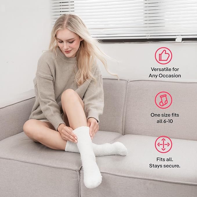 CoolMate GLOBAL Fuzzy Socks for Women Gift Box, Cozy, Soft, Comfy & Cloud-Like Socks, Plush, Durable for Spa, Home