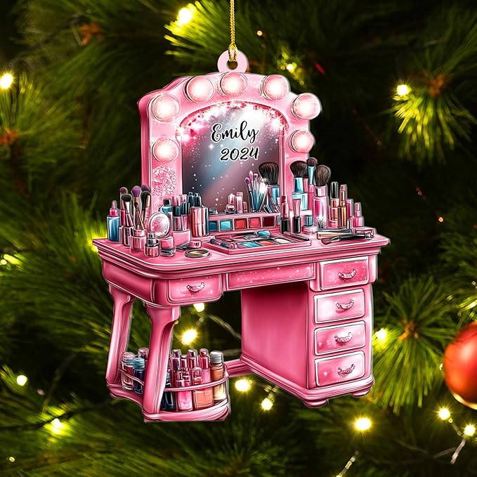 Personalized Makeup Tools Ornament – Custom Beauty Christmas Tree Decoration, Holiday Keepsake Gift for Makeup Artists, Cosmetologists, Beauty Lovers, Salon Owners, Families and Coworkers (MKH5)