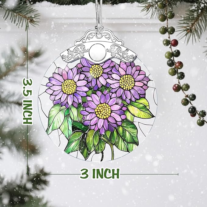 Christmas Ornaments: Stained Glass-Style September Birth Flower Ornament – Christmas Tree Decorations, Holiday Party Gifts, Mother's Day & Birthday Gifts for Women, Mom & Grandma | Birth Flower Gift