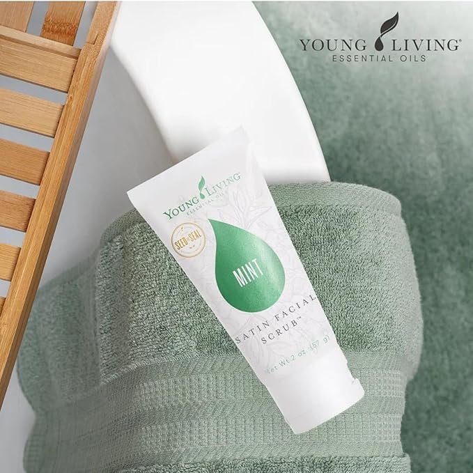 Young Living - Satin Facial Scrub Mint 2 oz | Gentle Exfoliation & Skincare | Dead Skin Removal & Renewal | Bright Complexion | Suitable for All Skin Types