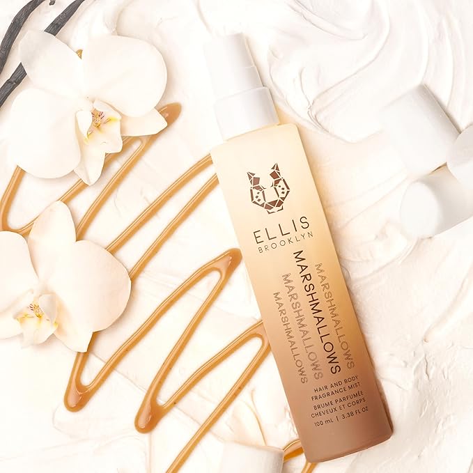 Ellis Brooklyn MARSHMALLOWS Hair And Body Fragrance Mist - Gourmand Perfume Mist with Marshmallow, Caramel Accord, & Milky Musks, Vegan Perfume Made In The USA, 50ml 1.7 Fl Oz