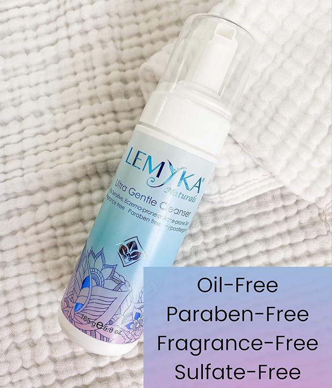 Foaming Face Wash - Gentle, hydrating for Rosacea, Eczema-prone, Acne, Dry, Sensitive Skin, Natural Facial Cleanser, pH 5.5, Fragrance-free, SLS-free, Paraben-free, 5.8OZ