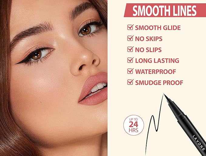 LAVONE Hair-Like Eyebrow Pen Makeup kit, Eyebrow Pencils for Women with Waterproof Microblading Eyebrow Pencil, Eyebrow Pomade, Eyeliner and Eyebrow Brush, Create Full, Natural Brows, Black Brown