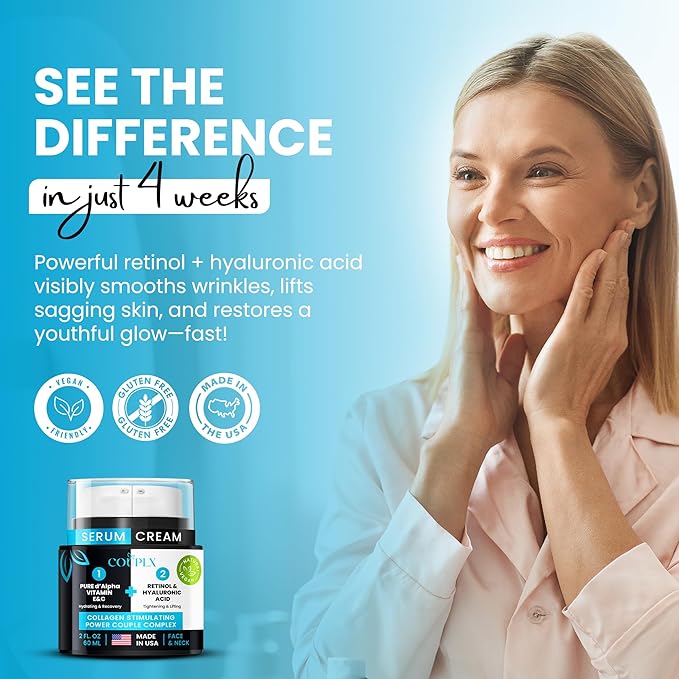 2 in 1 Retinol Moisturizer Cream, Tightening & Lifting Neck Cream, Advanced Anti-Aging Face Moisturizer, Reduces Fine Lines & Wrinkles for Neck & Face & Chest (60 ml/2 oz)