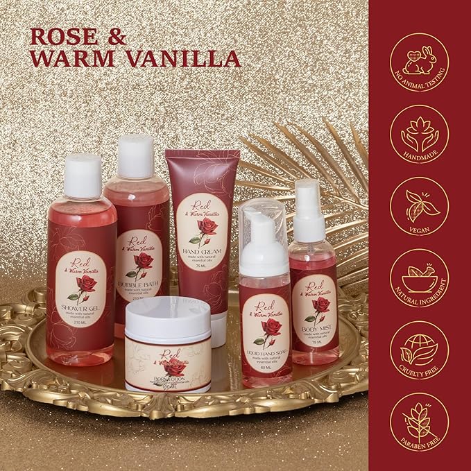 21Pcs Bath and Body Gift Basket Set for Women Christmas Gifts- Rose Vanilla XL Spa Gift Basket for Women Gifts｜ Bath Gift Set Home Bath Spa Self Care Kit - Thank You, Birthday Spa Gift Baskets