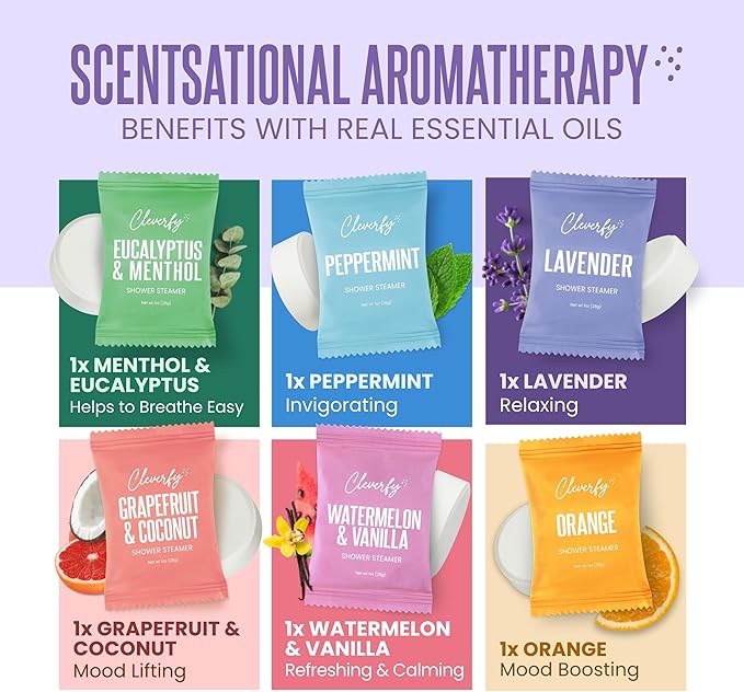 Cleverfy Shower Steamers Aromatherapy – Stocking Stuffers for Women, Teens and Wife – Christmas Gifts for Women and Teen Girls – White Elephant Gifts for Adults – 6 Tablets