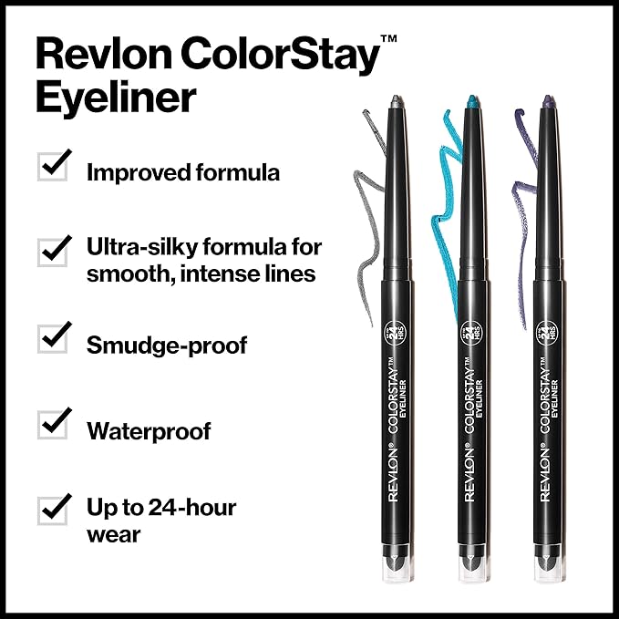 Revlon ColorStay Pencil Waterproof Eyeliner, Smudge-Proof, Eye Makeup with Built-In Sharpener, Packaging May Vary, 210 Teal, 0.01 oz