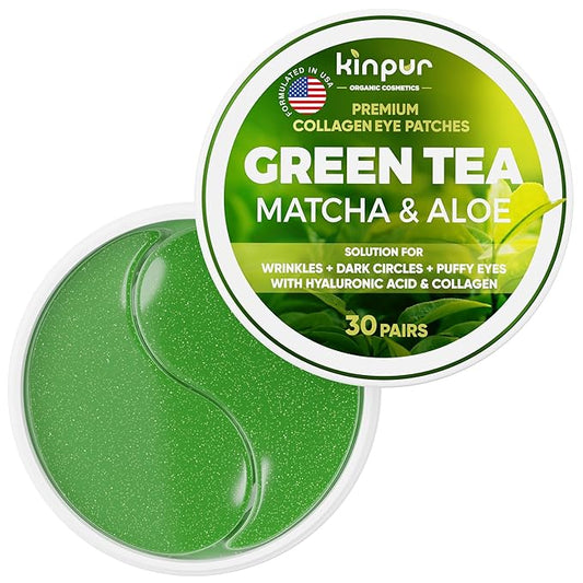 Under Eye Patches for Puffy Eyes and Dark Circles & Eye Bags with Green Tea Matcha & Aloe - Natural Skincare Hydrating Eye Masks with Hyaluronic Acid to Refresh, Soothe & Revitalize - 30 Pairs