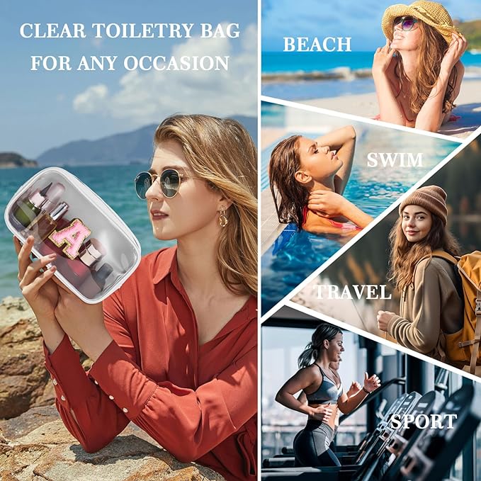 YOOLIFE Travel Clear Makeup Bag, Waterproof Toiletry Bags for Women, Cosmetic Bag, Preppy Stuff, Birthday Gifts for Women, Personalized White Mother Girlfriend Wife Gifts