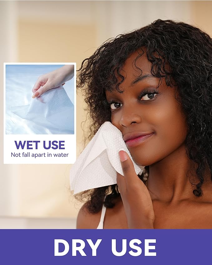 Face Towels Disposable, Face Towelette Disposable, Soft Disposable Face Towel for Makeup Remover, Thick Face Cloths for Women Cleansing, Skin Care, 7.8"×7.8", 80 Count (4 Pack)