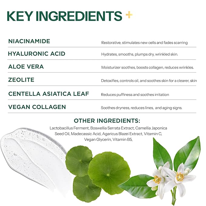 Hyaluronic Acid Serum for Face with Collagen – 3-in-1: Detox, Treat, Boost – Hydrating, Firming, Anti-Aging Serum – Dermatologist Tested Korean Skin Care – Clean Beauty – 1.69 Oz